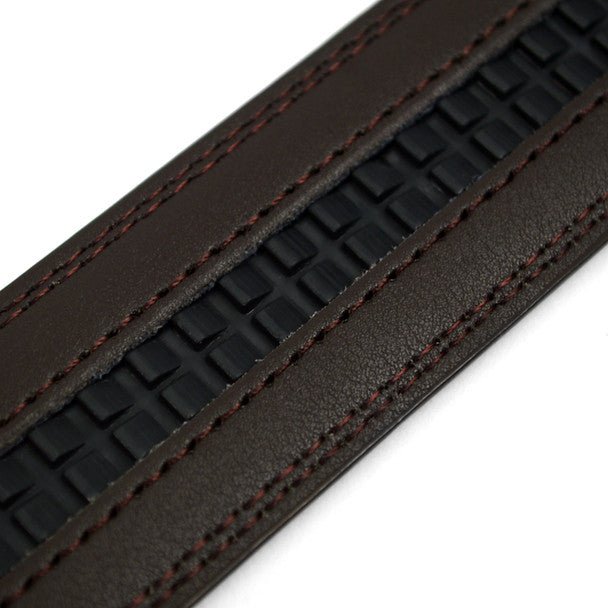 Men's Genuine Leather Sliding Buckle Ratchet Belt MGLBB1 - Bundle Bus