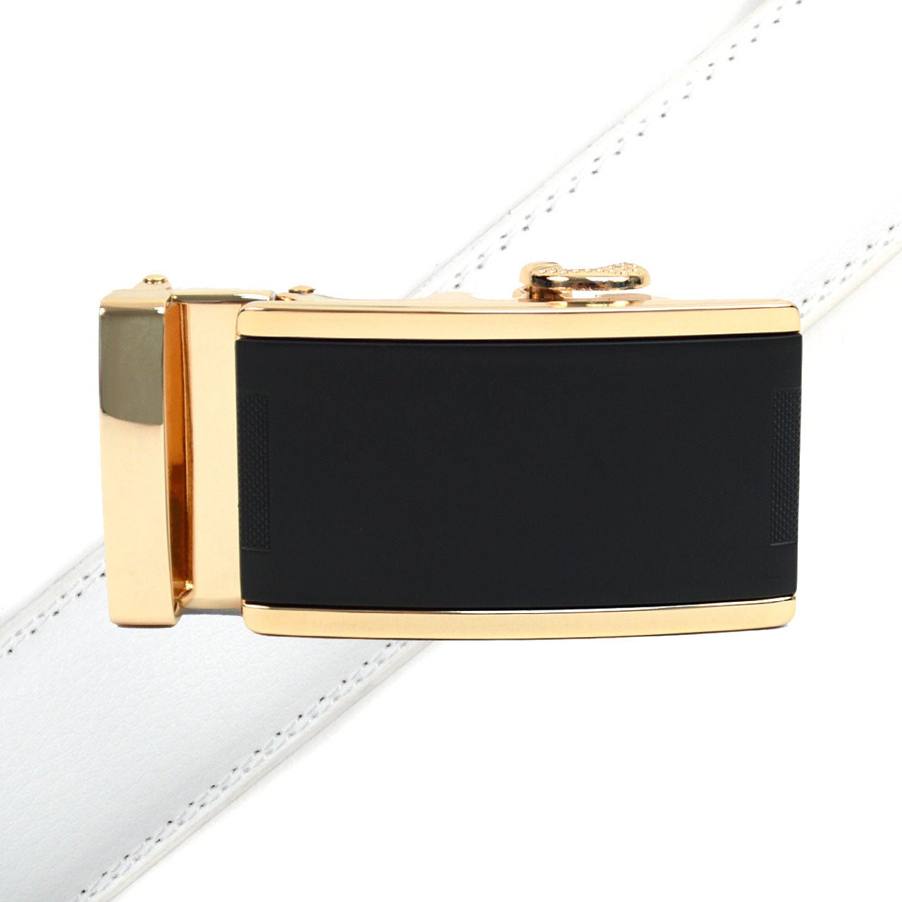 Men's Genuine Leather Sliding Buckle Ratchet Belt MGLBB11 - Bundle Bus