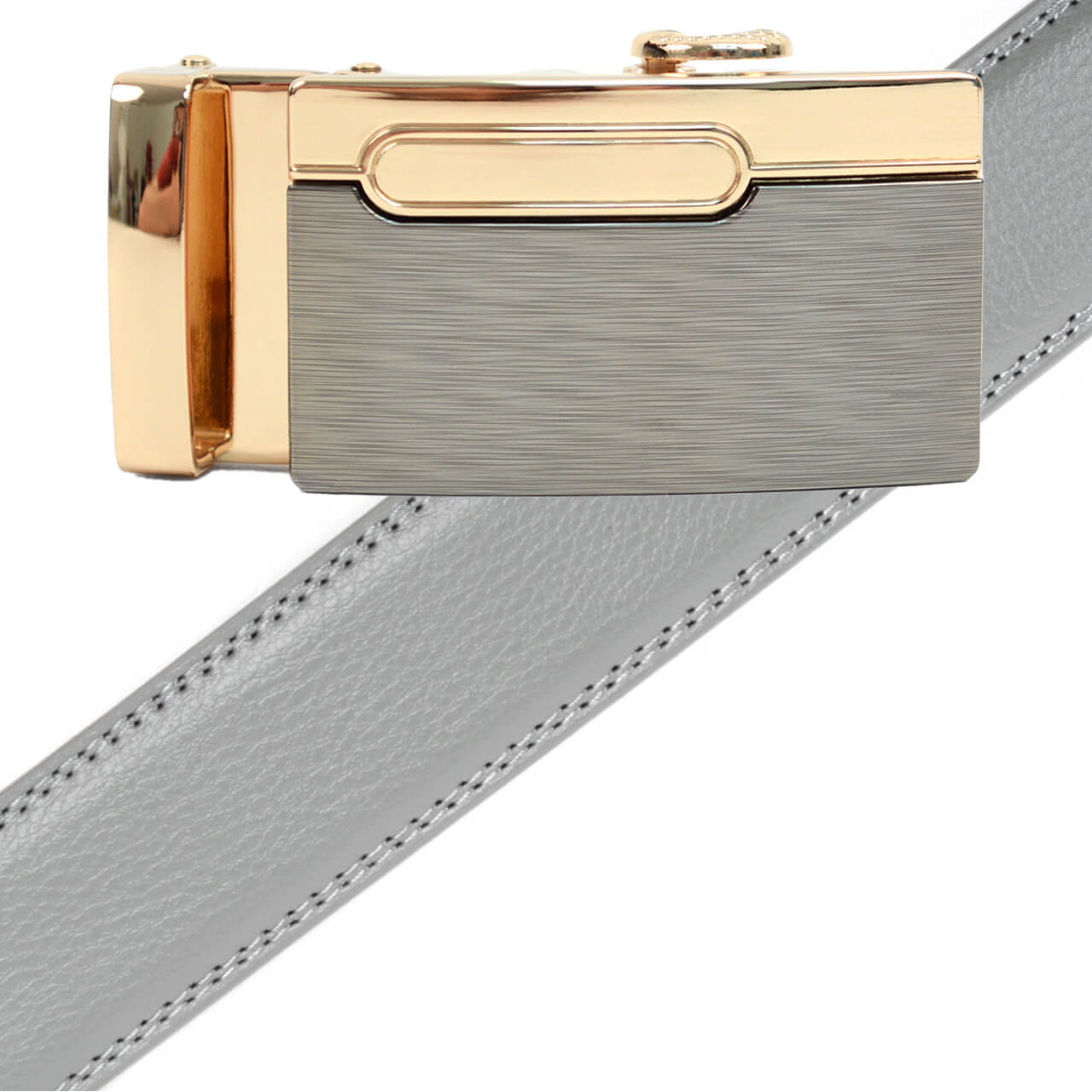 Men's Genuine Leather Sliding Buckle Ratchet Belt MGLBB12 - Bundle Bus