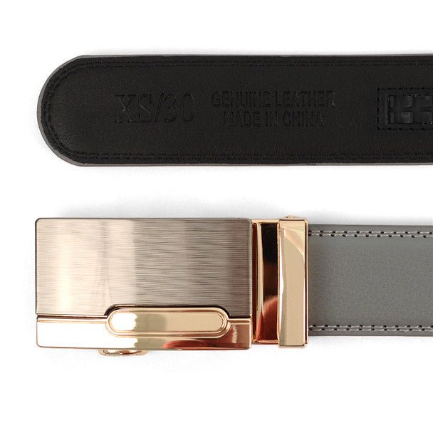 Men's Genuine Leather Sliding Buckle Ratchet Belt MGLBB12 - Bundle Bus