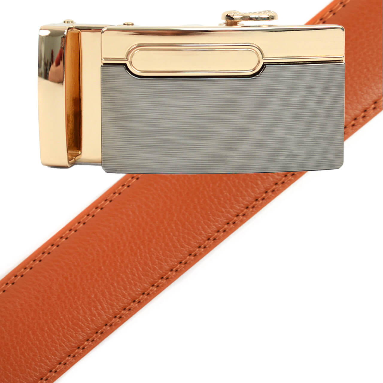Men's Genuine Leather Sliding Buckle Ratchet Belt MGLBB12 - Bundle Bus