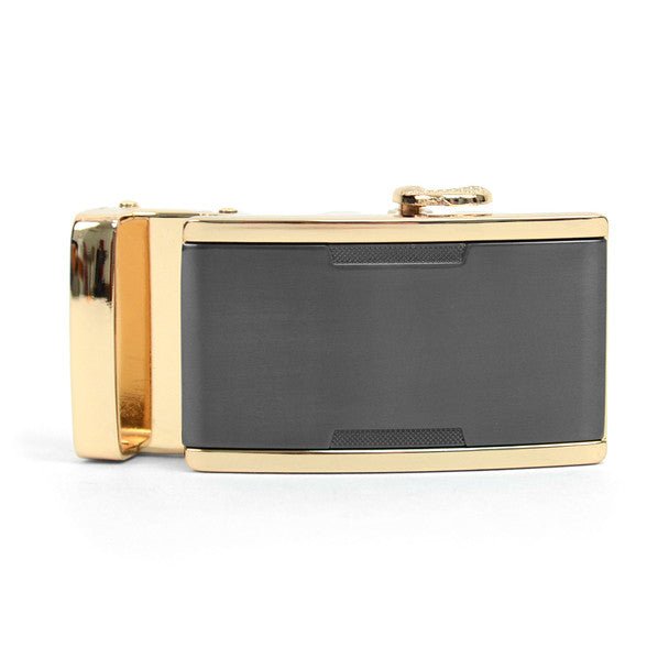 Men's Genuine Leather Sliding Buckle Ratchet Belt - MGLBB14 - Bundle Bus