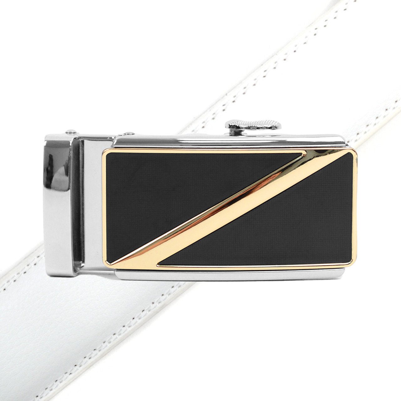 Men's Genuine Leather Sliding Buckle Ratchet Belt MGLBB17 - Bundle Bus