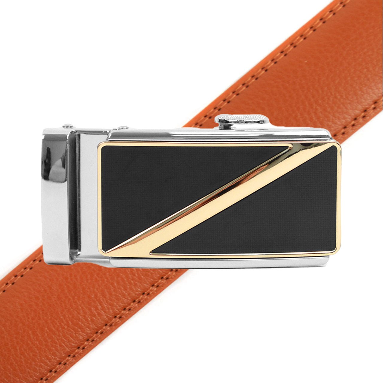 Men's Genuine Leather Sliding Buckle Ratchet Belt MGLBB17 - Bundle Bus