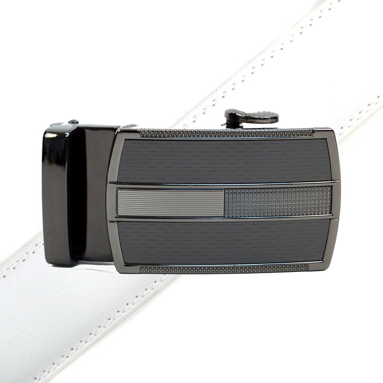 Men's Genuine Leather Sliding Buckle Ratchet Belt MGLBB19 - Bundle Bus
