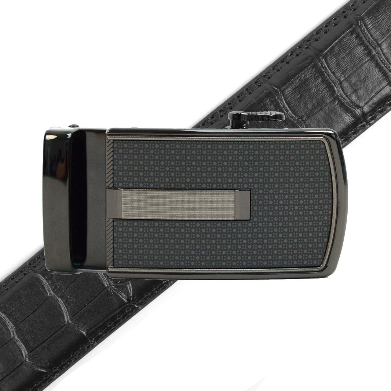 Men's Genuine Leather Sliding Buckle Ratchet Belt MGLBB20 - Bundle Bus
