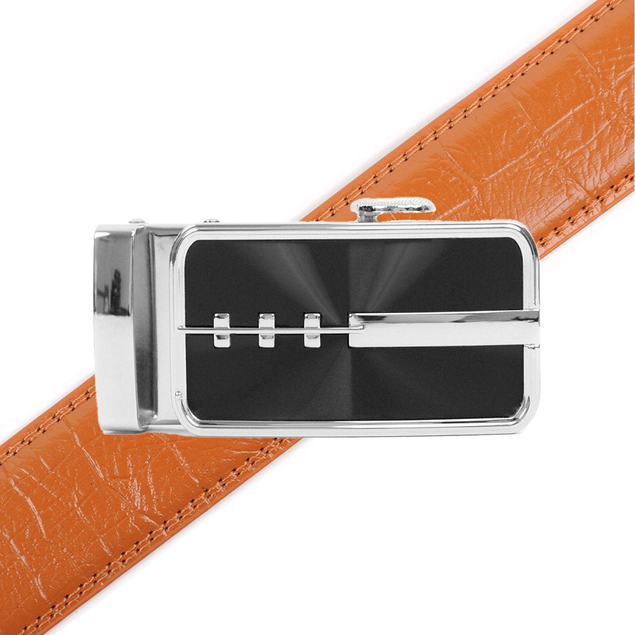Men's Genuine Leather Sliding Buckle Ratchet Belt MGLBB23 - Bundle Bus