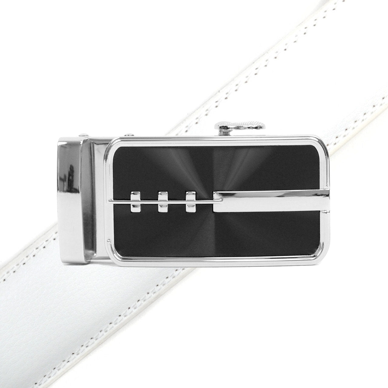 Men's Genuine Leather Sliding Buckle Ratchet Belt MGLBB23 - Bundle Bus