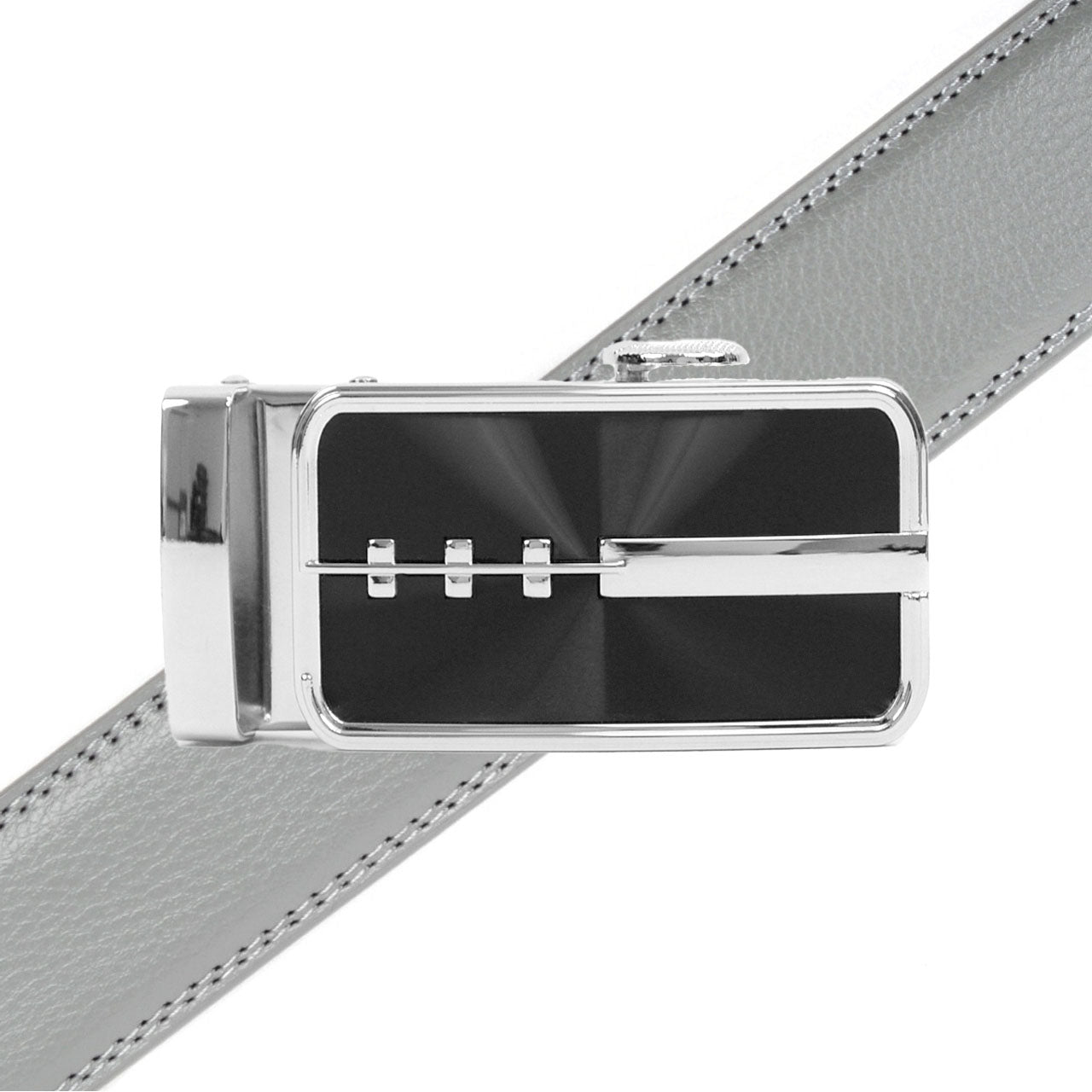 Men's Genuine Leather Sliding Buckle Ratchet Belt MGLBB23 - Bundle Bus