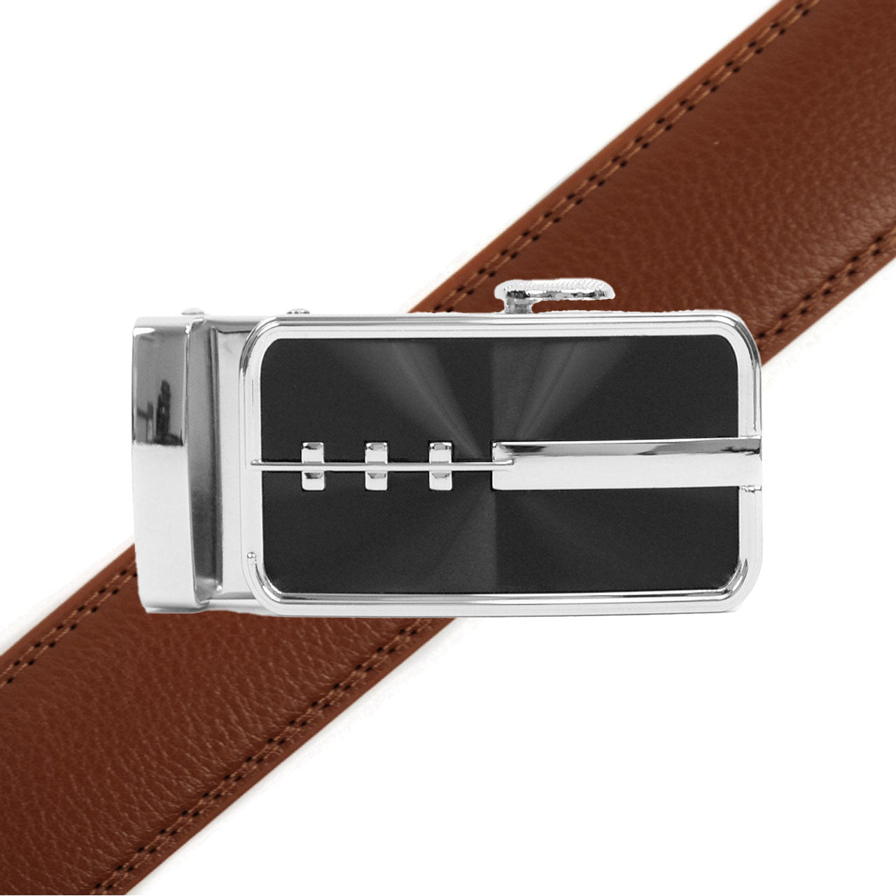 Men's Genuine Leather Sliding Buckle Ratchet Belt MGLBB23 - Bundle Bus