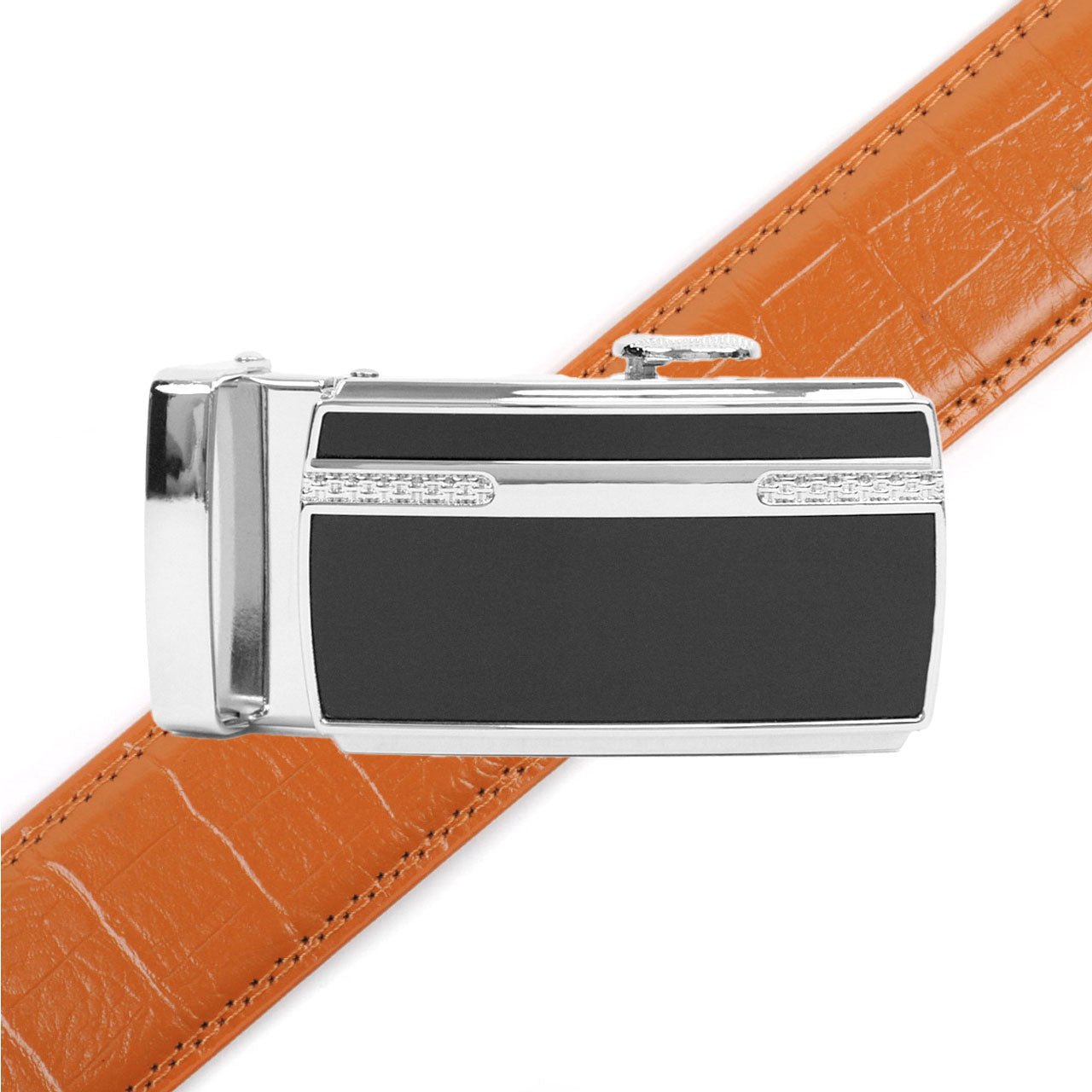 Men's Genuine Leather Sliding Buckle Ratchet Belt MGLBB24 - Bundle Bus