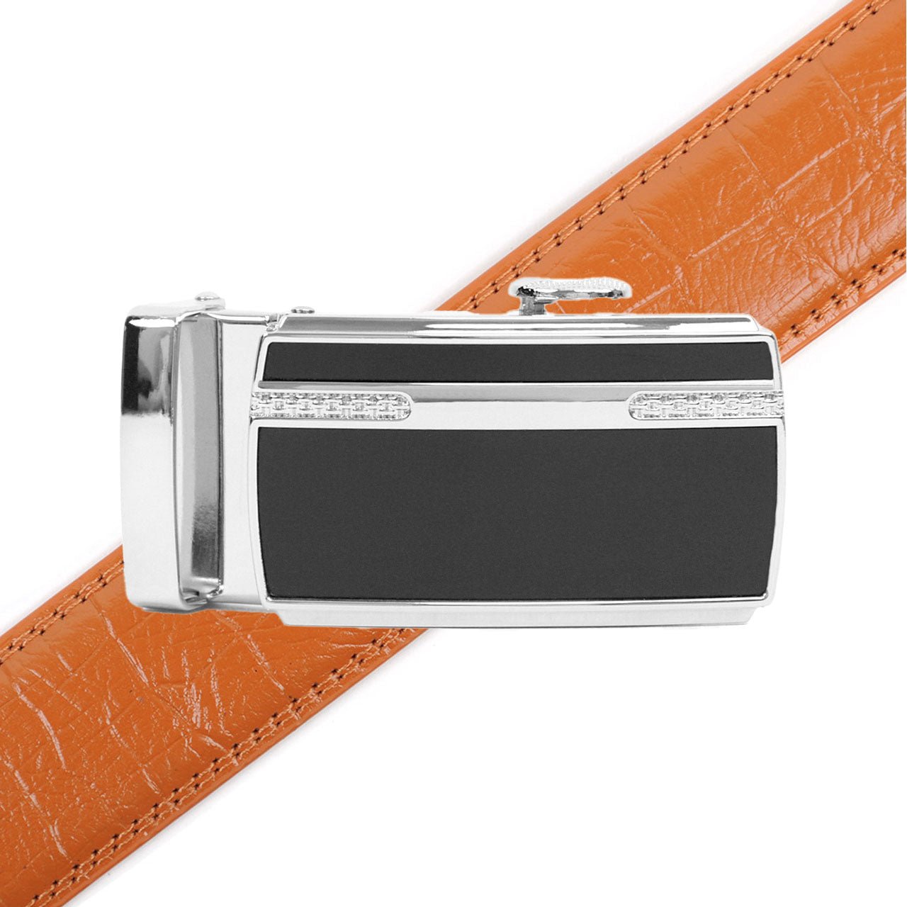 Men's Genuine Leather Sliding Buckle Ratchet Belt MGLBB24 - Bundle Bus