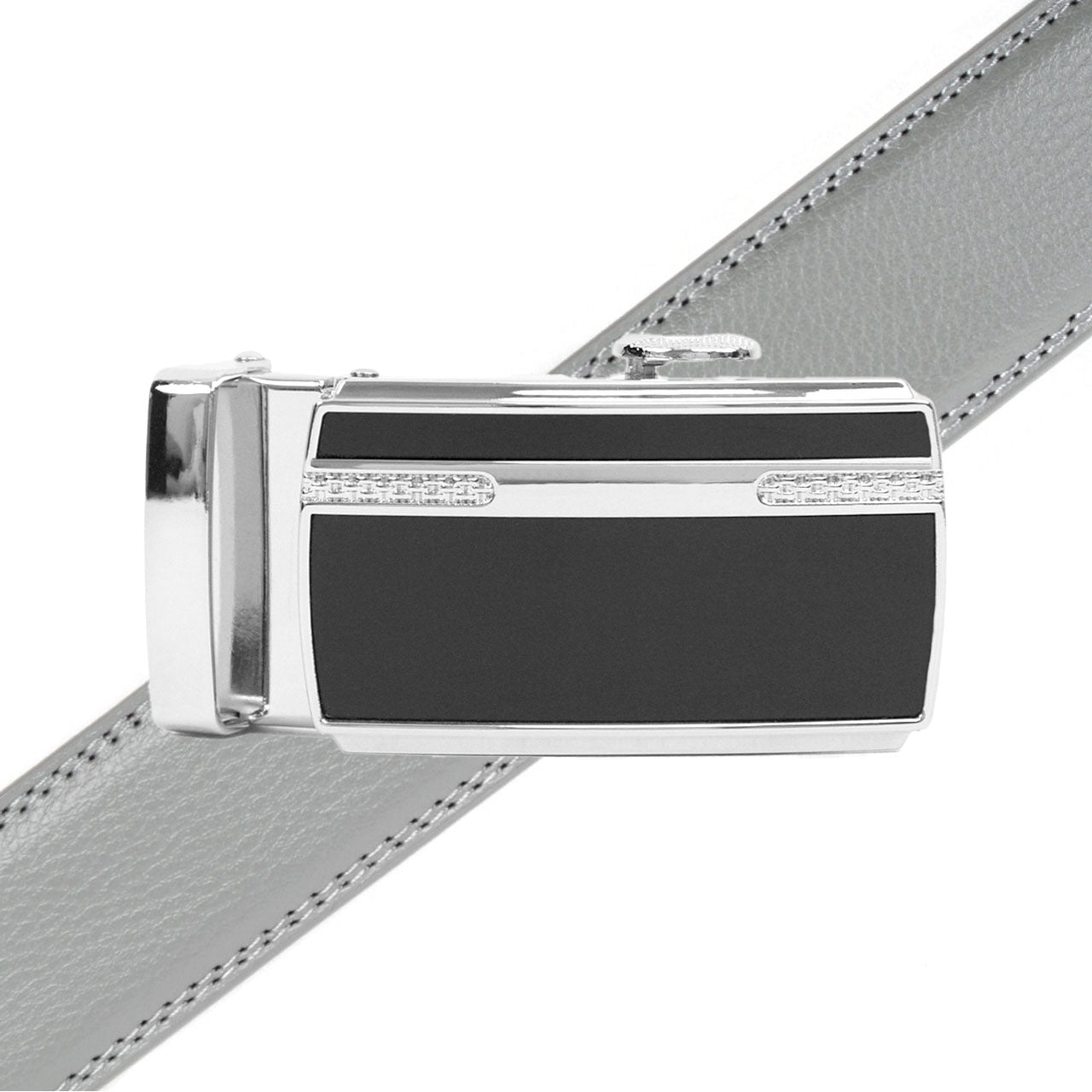 Men's Genuine Leather Sliding Buckle Ratchet Belt MGLBB24 - Bundle Bus