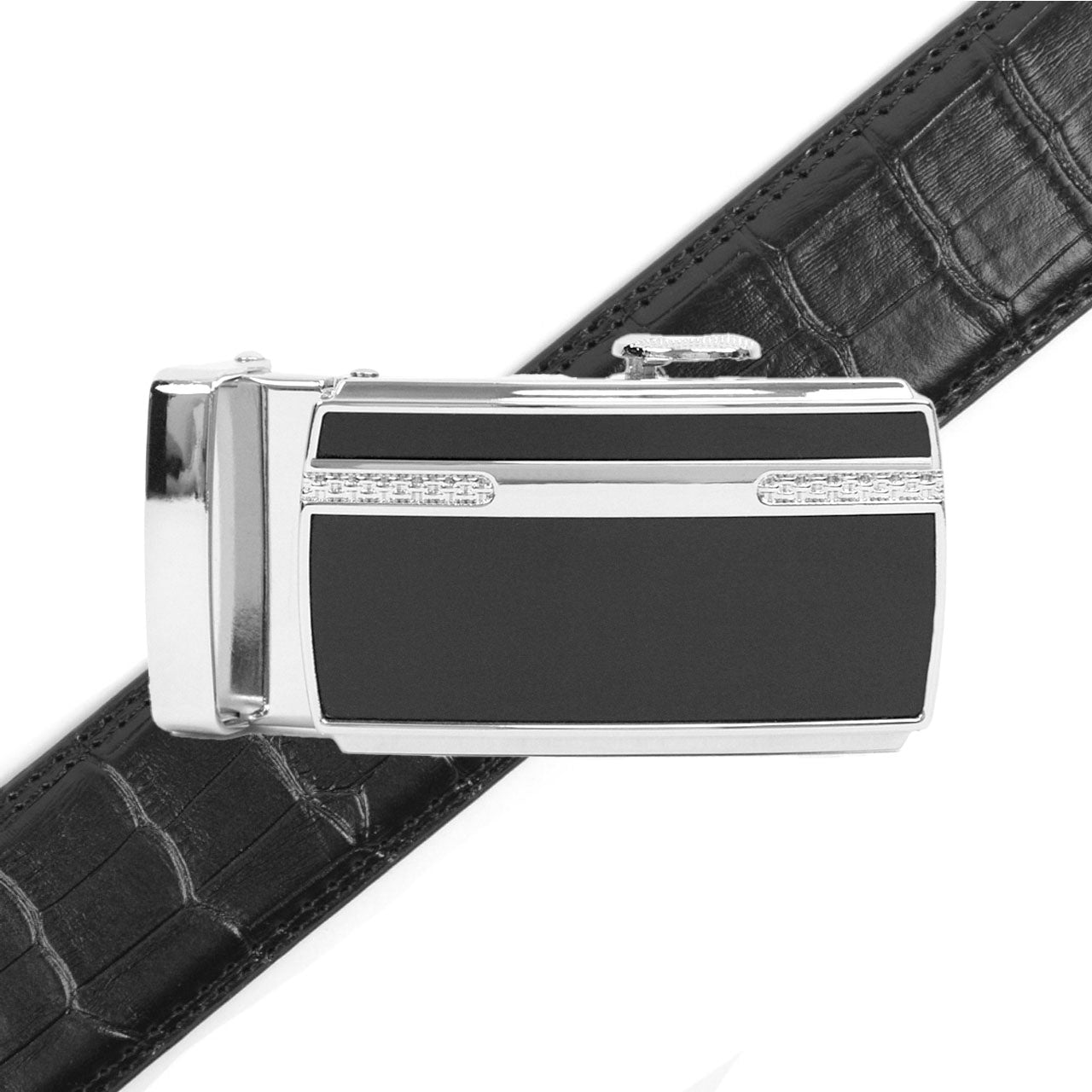 Men's Genuine Leather Sliding Buckle Ratchet Belt MGLBB24 - Bundle Bus