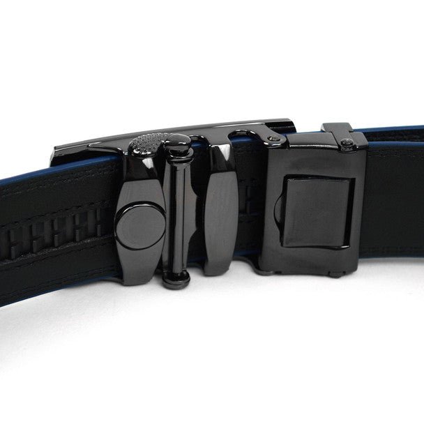 Men's Genuine Leather Sliding Buckle Ratchet Belt MGLBB25 - Bundle Bus