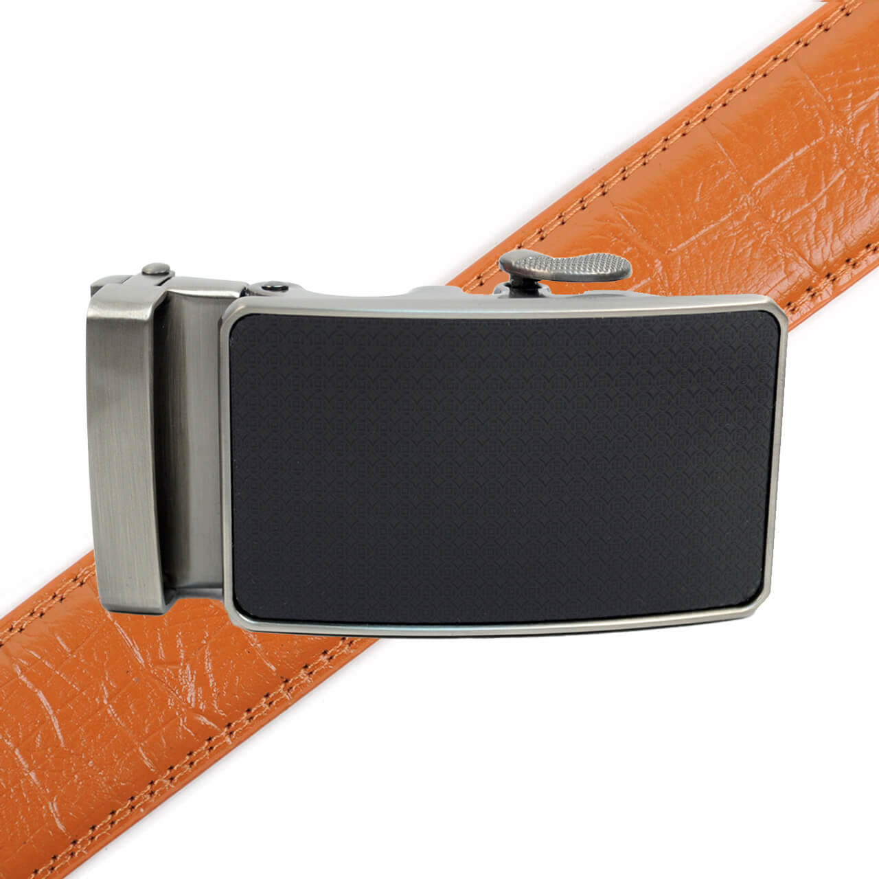 Men's Genuine Leather Sliding Buckle Ratchet Belt MGLBB25 - Bundle Bus
