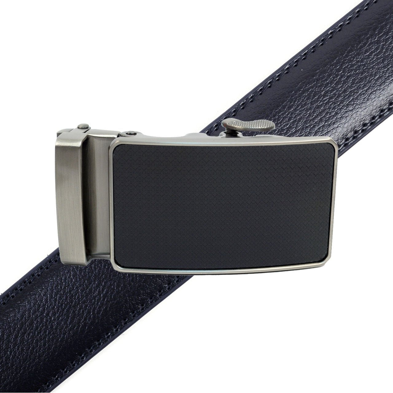 Men's Genuine Leather Sliding Buckle Ratchet Belt MGLBB25 - Bundle Bus