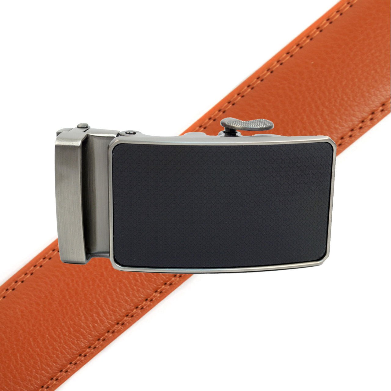 Men's Genuine Leather Sliding Buckle Ratchet Belt MGLBB25 - Bundle Bus