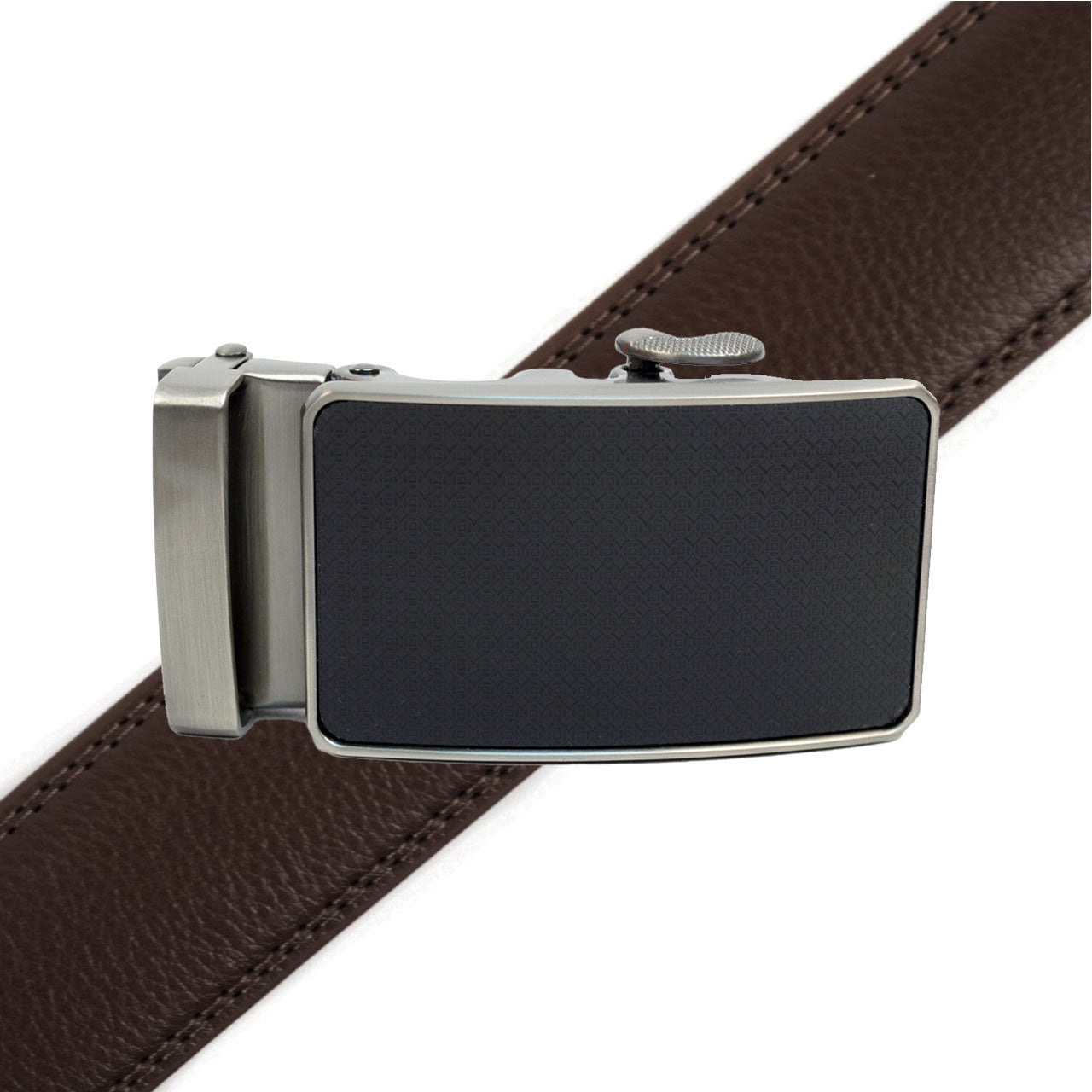 Men's Genuine Leather Sliding Buckle Ratchet Belt MGLBB25 - Bundle Bus