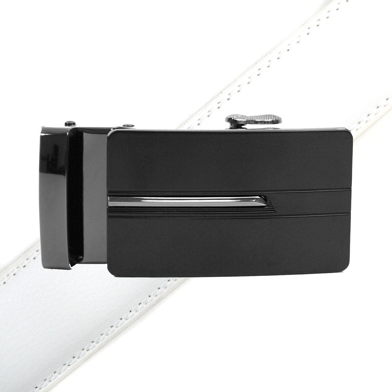 Men's Genuine Leather Sliding Buckle Ratchet Belt MGLBB27 - Bundle Bus