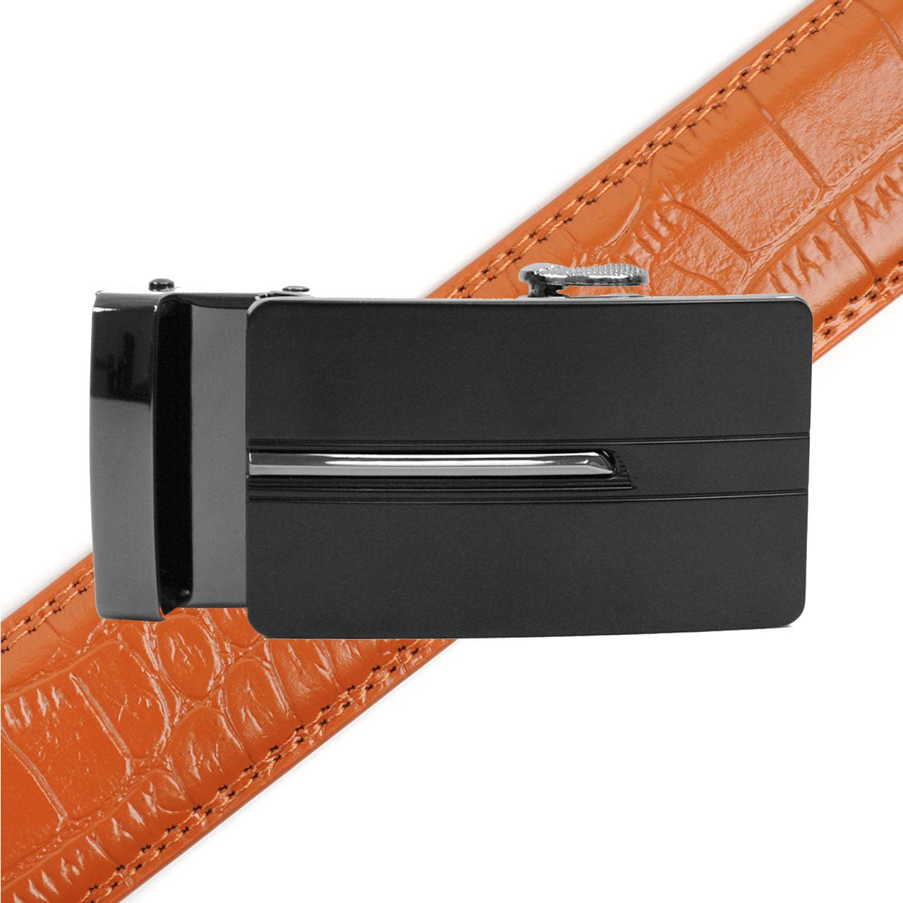 Men's Genuine Leather Sliding Buckle Ratchet Belt MGLBB27 - Bundle Bus
