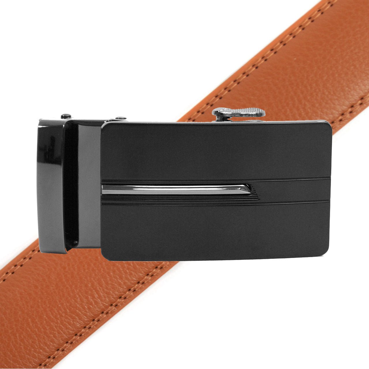 Men's Genuine Leather Sliding Buckle Ratchet Belt MGLBB27 - Bundle Bus