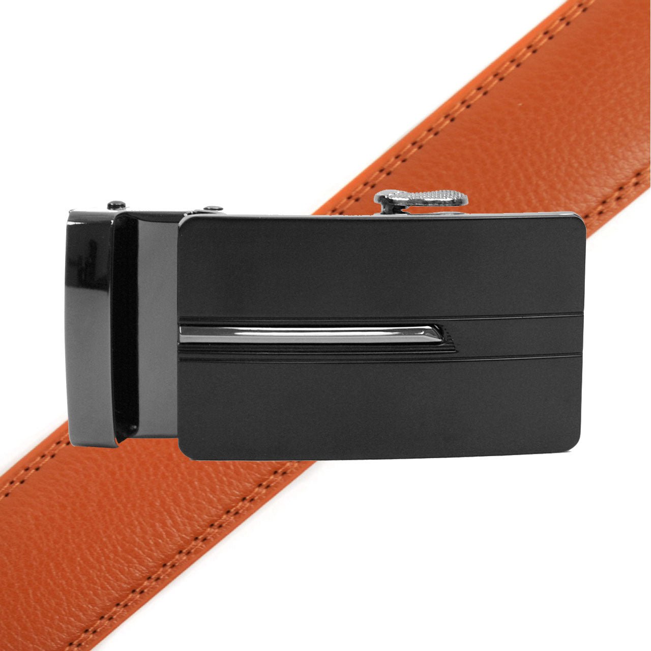 Men's Genuine Leather Sliding Buckle Ratchet Belt MGLBB27 - Bundle Bus
