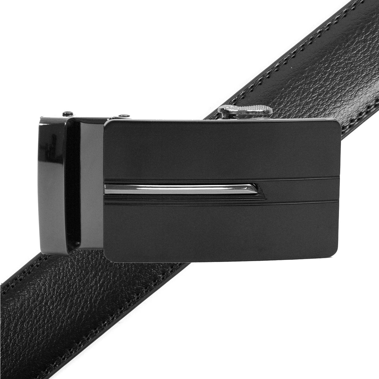 Men's Genuine Leather Sliding Buckle Ratchet Belt MGLBB27 - Bundle Bus