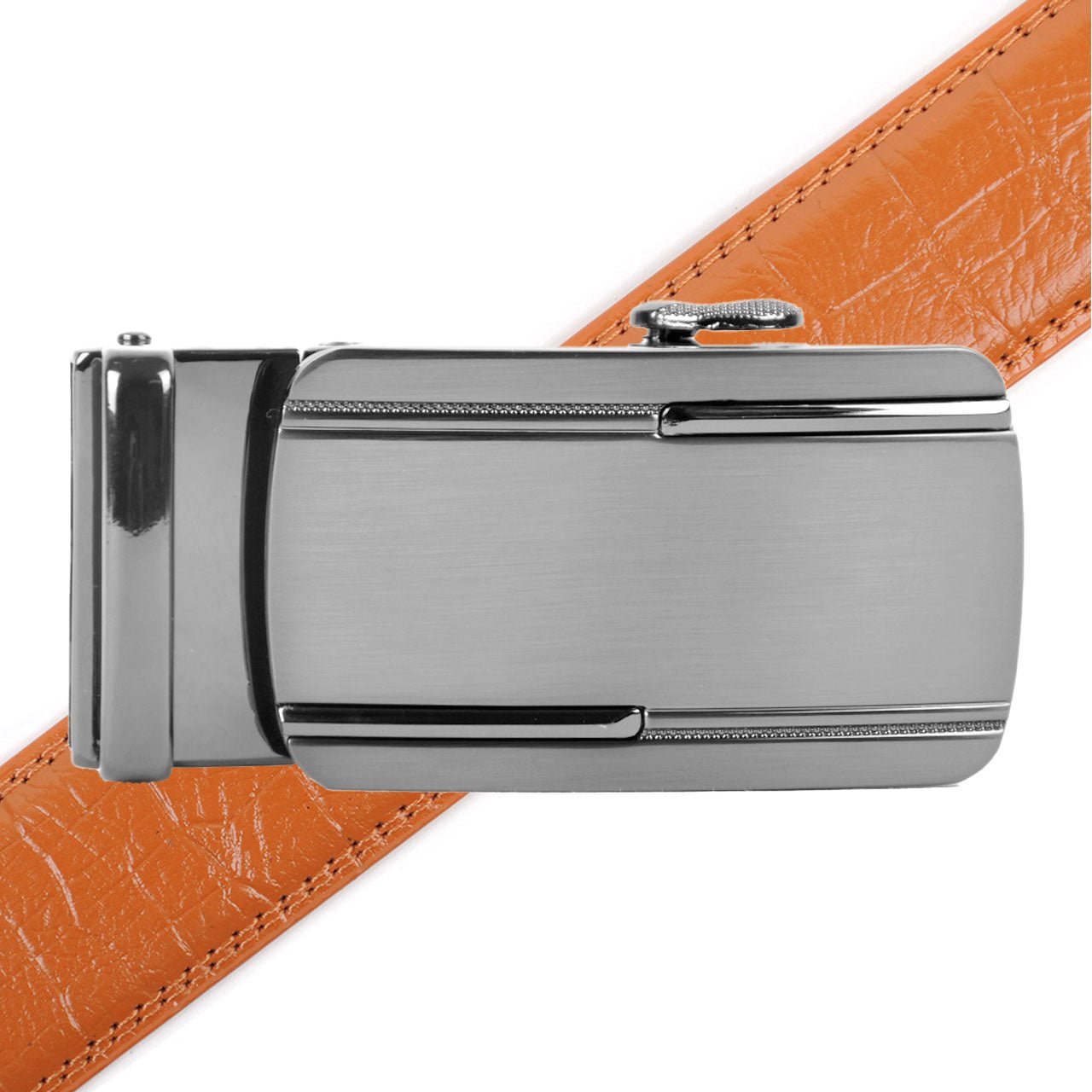 Men's Genuine Leather Sliding Buckle Ratchet Belt- MGLBB28 - Bundle Bus