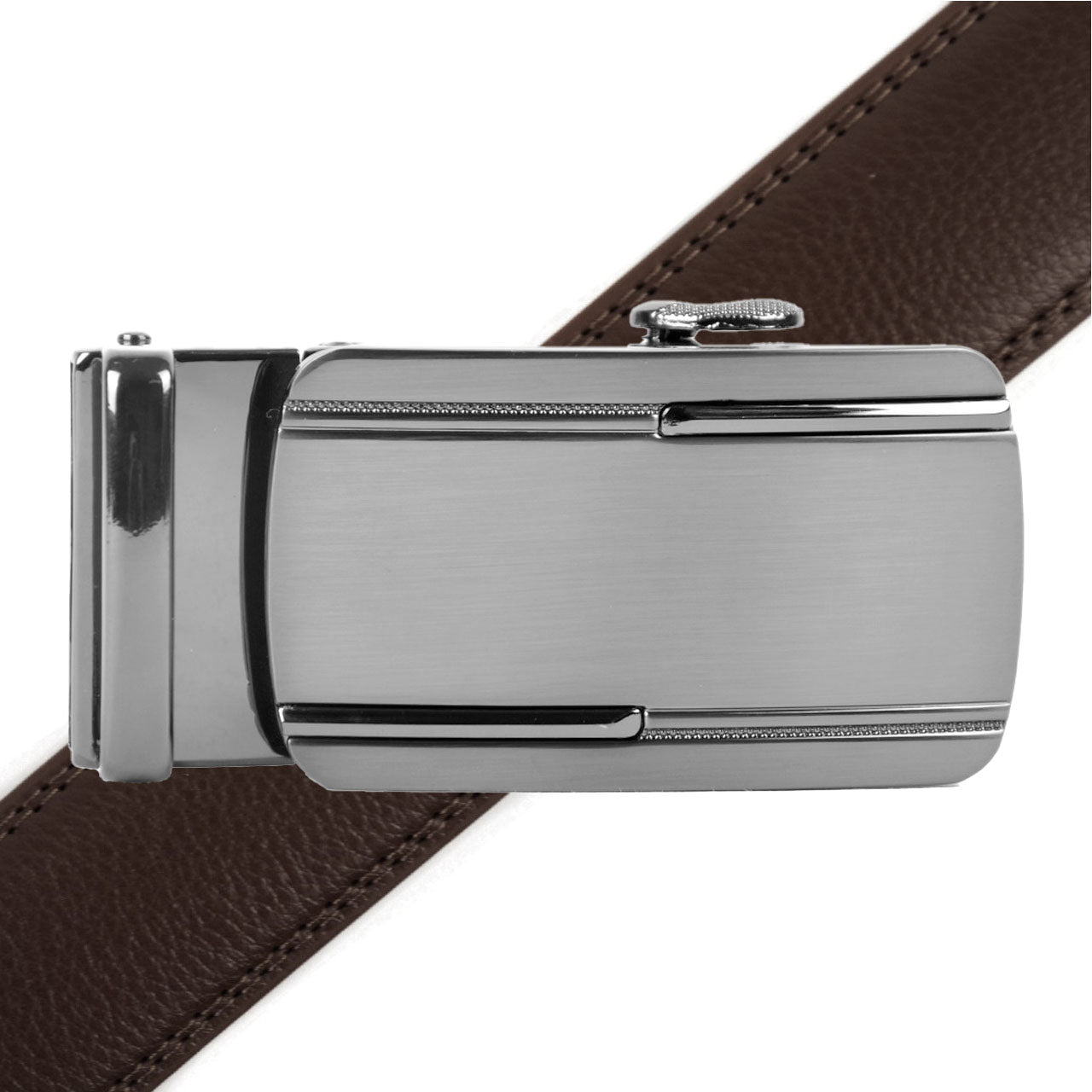 Men's Genuine Leather Sliding Buckle Ratchet Belt- MGLBB28 - Bundle Bus