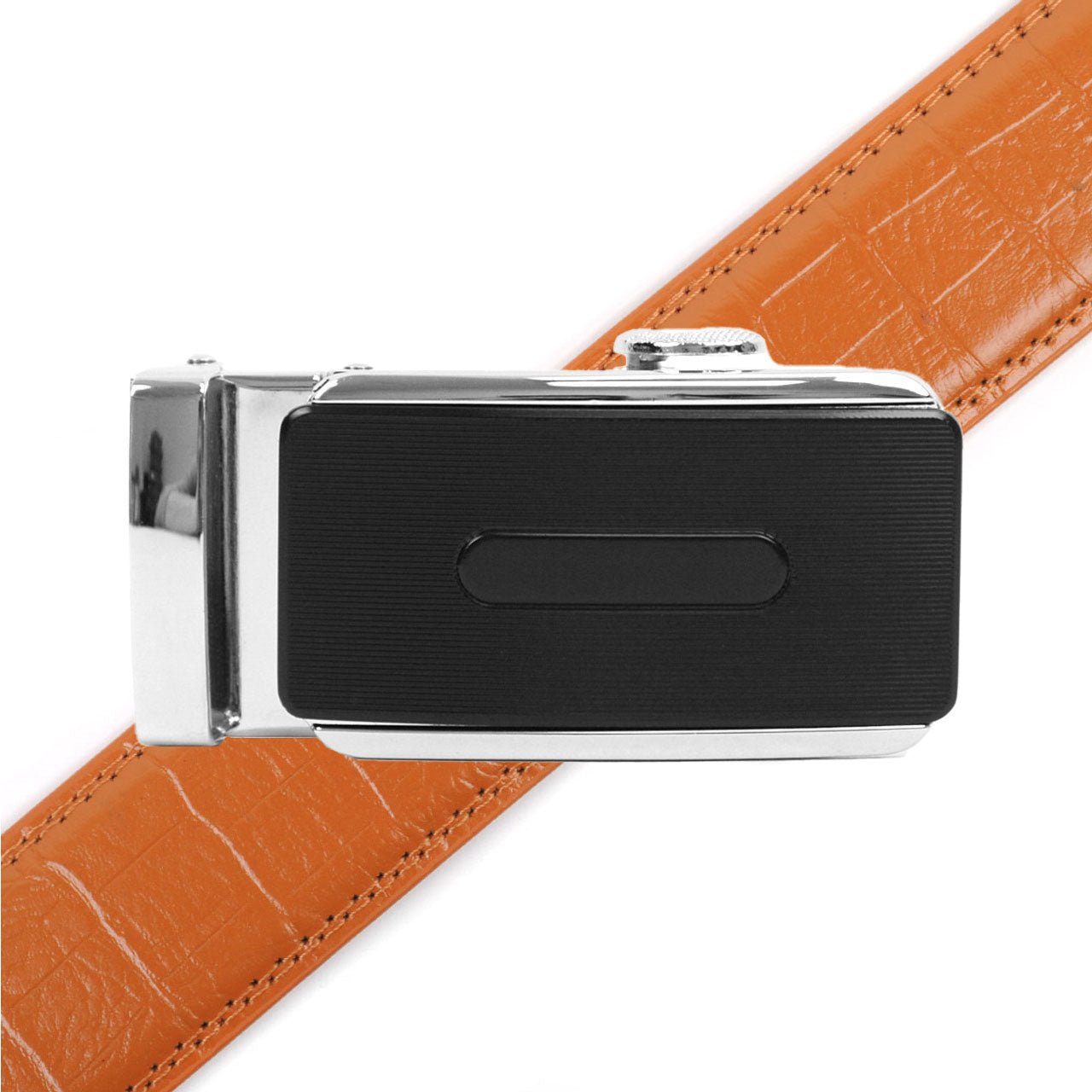 Men's Genuine Leather Sliding Buckle Ratchet Belt MGLBB29 - Bundle Bus
