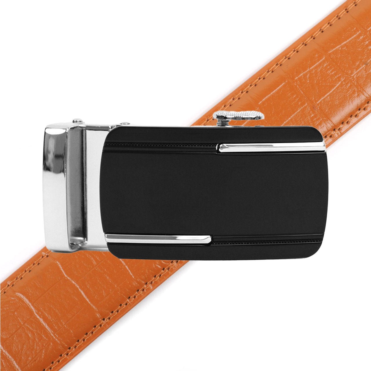 Men's Genuine Leather Sliding Buckle Ratchet Belt MGLBB30 - Bundle Bus