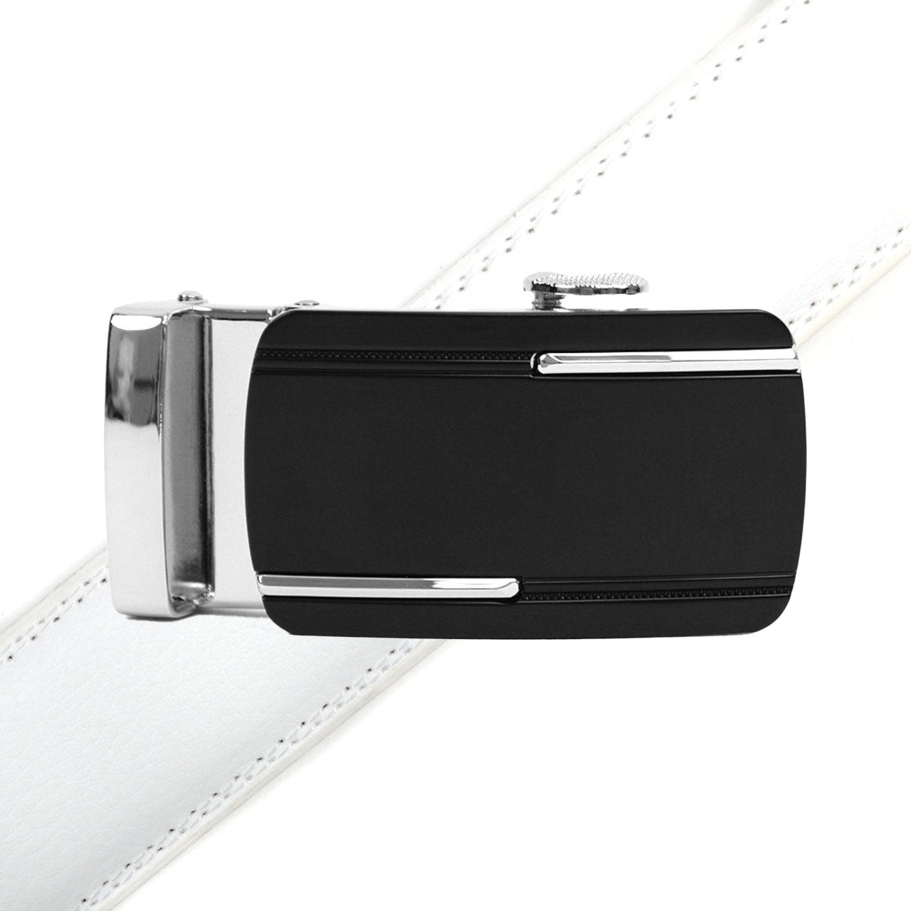 Men's Genuine Leather Sliding Buckle Ratchet Belt MGLBB30 - Bundle Bus