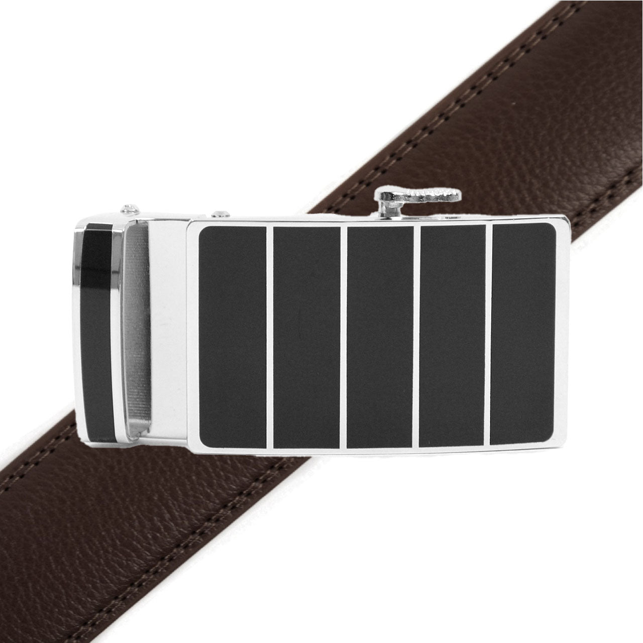 Men's Genuine Leather Sliding Buckle Ratchet Belt MGLBB31 - Bundle Bus