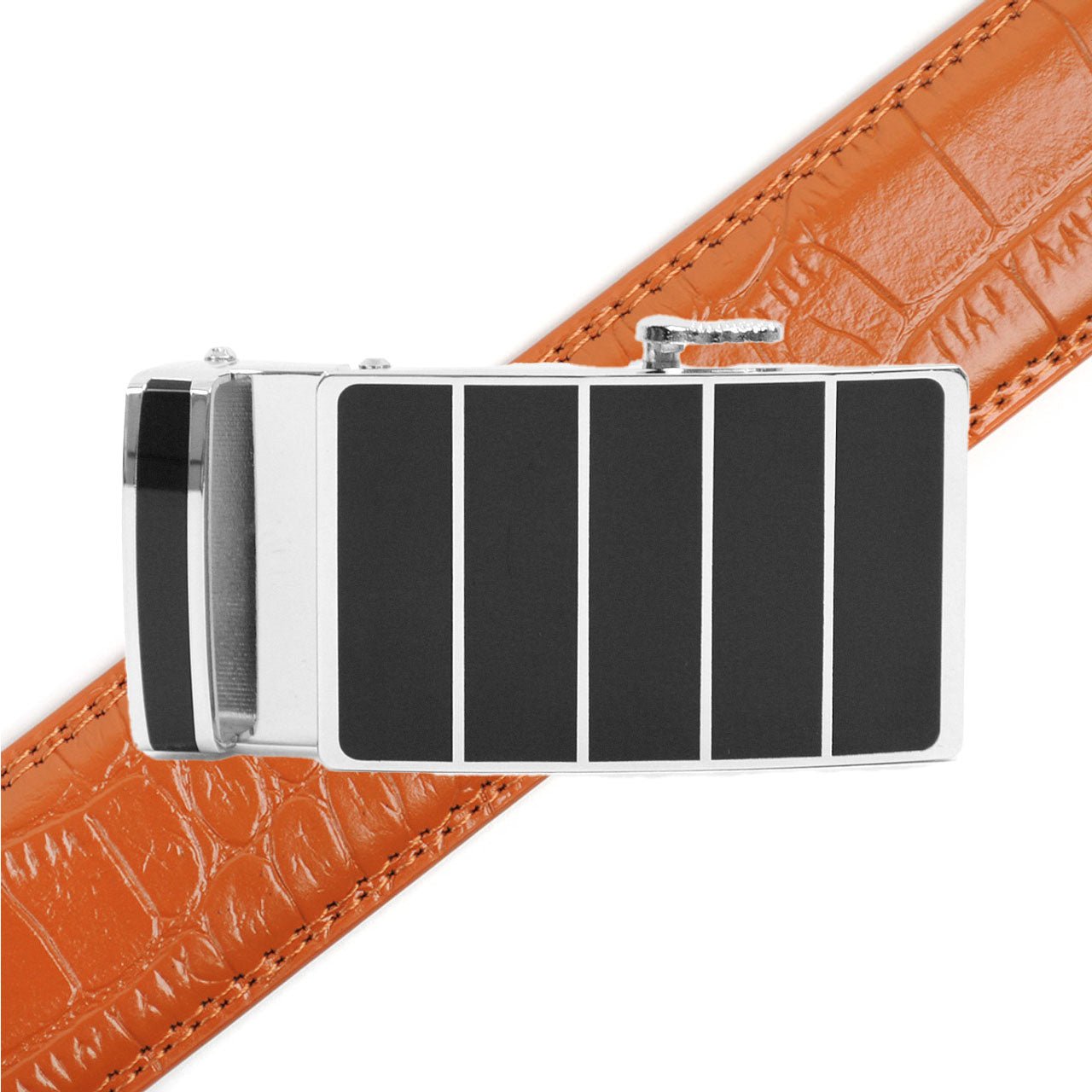 Men's Genuine Leather Sliding Buckle Ratchet Belt MGLBB31 - Bundle Bus