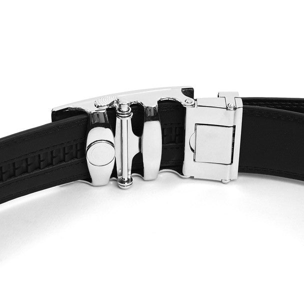 Men's Genuine Leather Sliding Buckle Ratchet Belt MGLBB31 - Bundle Bus