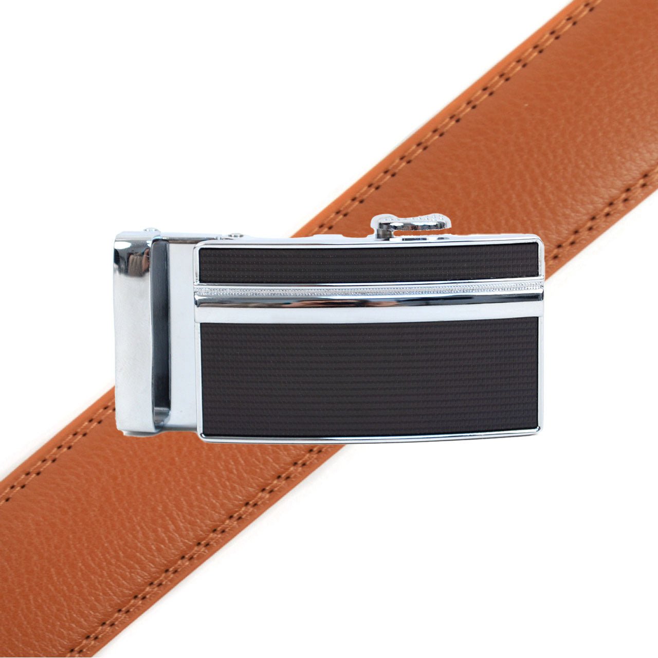 Men's Genuine Leather Sliding Buckle Ratchet Belt MGLBB32 - Bundle Bus