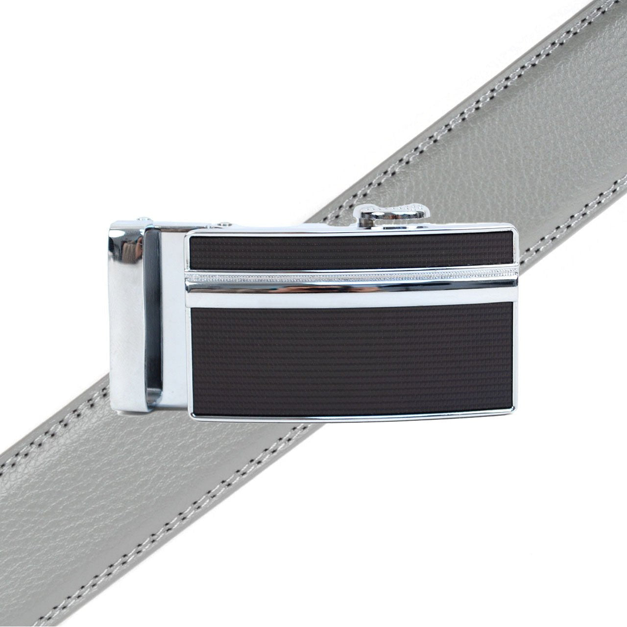 Men's Genuine Leather Sliding Buckle Ratchet Belt MGLBB32 - Bundle Bus