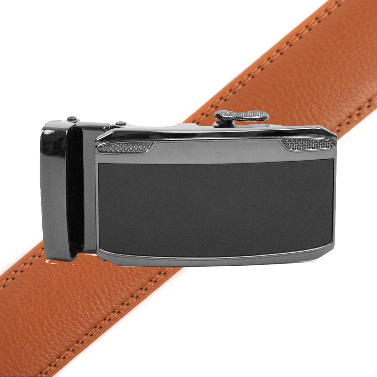 Men's Genuine Leather Sliding Buckle Ratchet Belt MGLBB33 - Bundle Bus