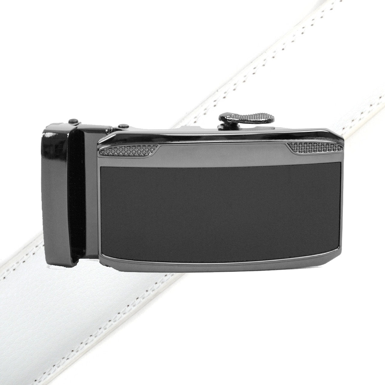 Men's Genuine Leather Sliding Buckle Ratchet Belt MGLBB33 - Bundle Bus