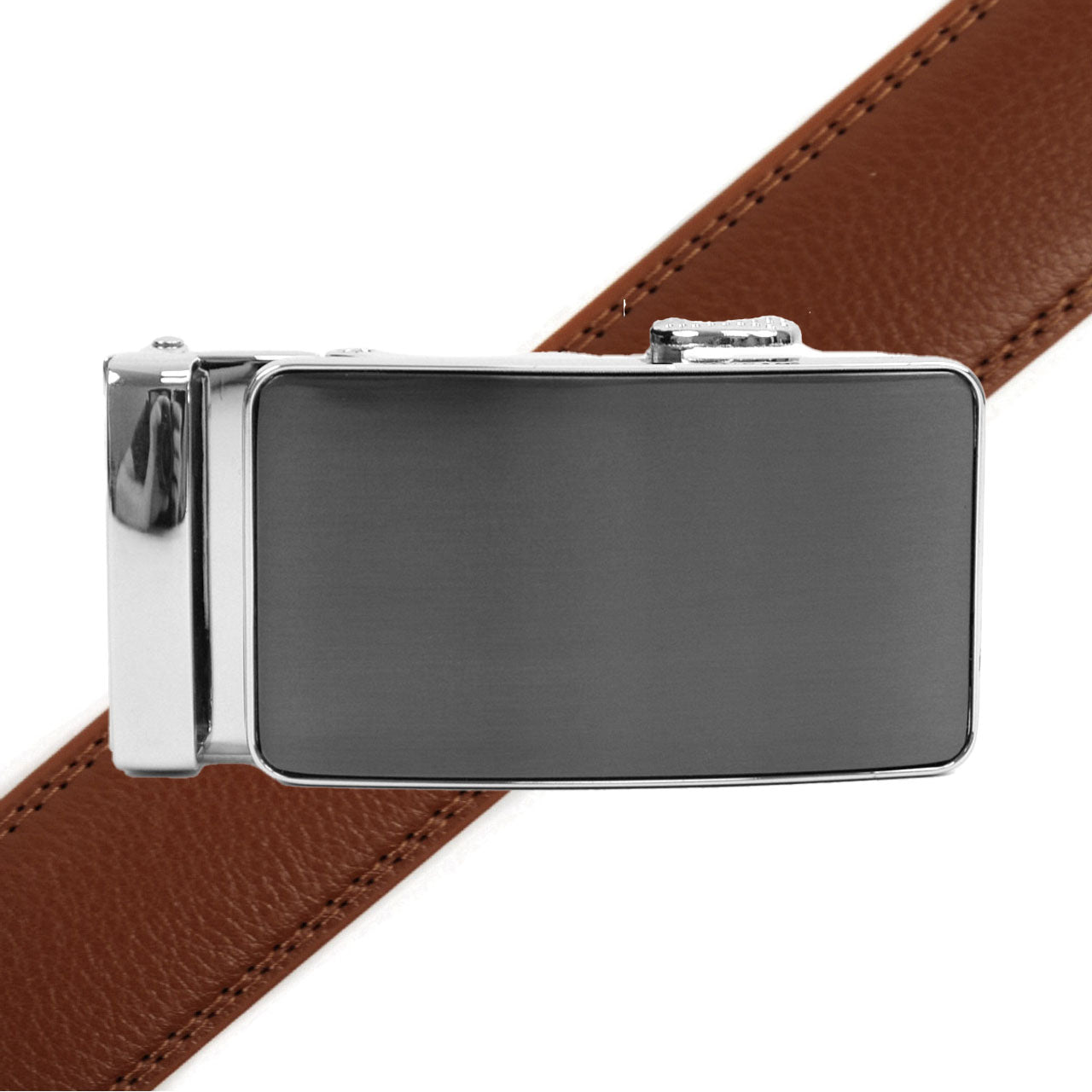 Men's Genuine Leather Sliding Buckle Ratchet Belt MGLBB34 - Bundle Bus