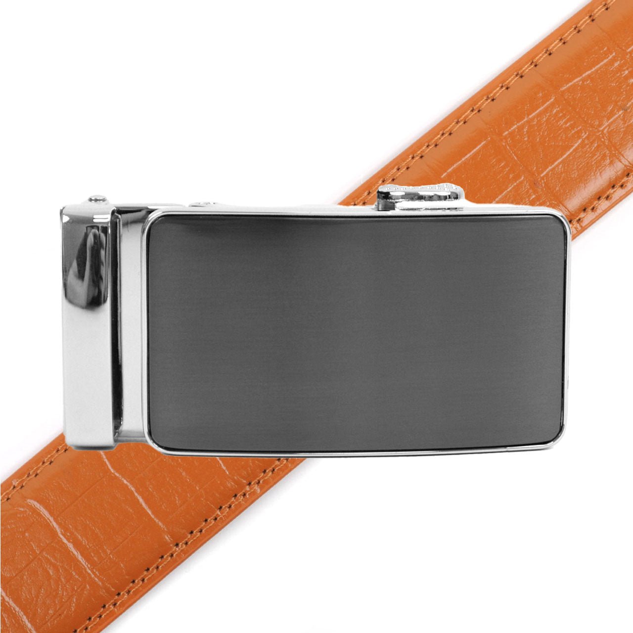 Men's Genuine Leather Sliding Buckle Ratchet Belt MGLBB34 - Bundle Bus