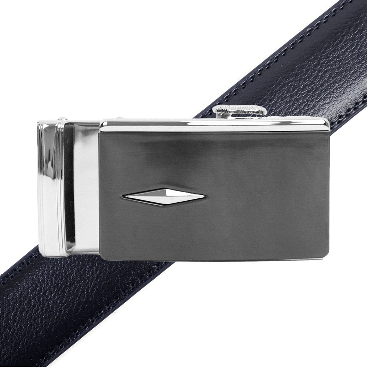 Men's Genuine Leather Sliding Buckle Ratchet Belt MGLBB35 - Bundle Bus