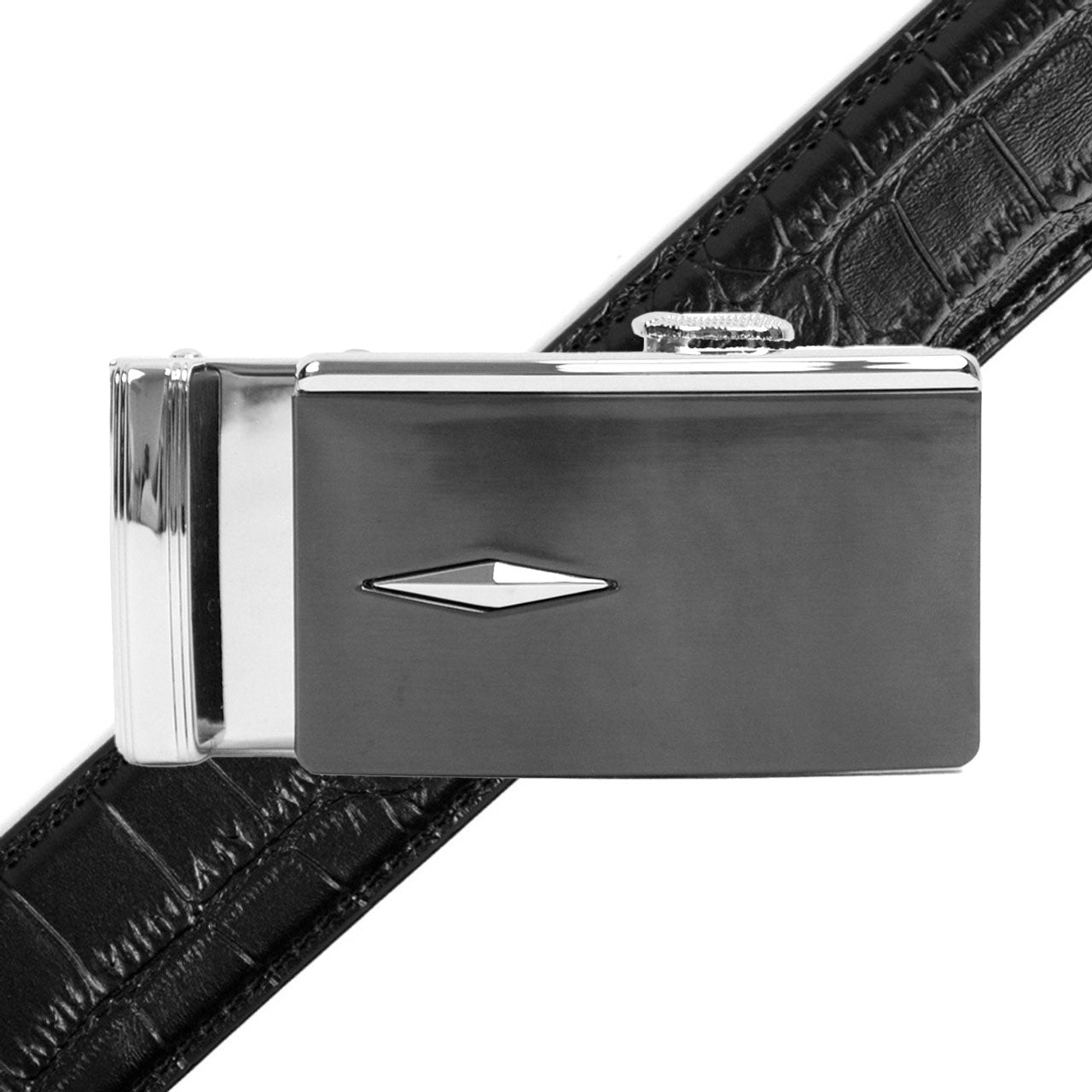 Men's Genuine Leather Sliding Buckle Ratchet Belt MGLBB35 - Bundle Bus