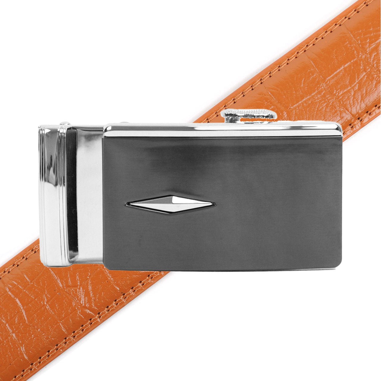 Men's Genuine Leather Sliding Buckle Ratchet Belt MGLBB35 - Bundle Bus