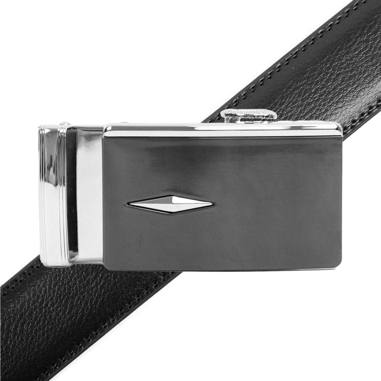 Men's Genuine Leather Sliding Buckle Ratchet Belt MGLBB35 - Bundle Bus