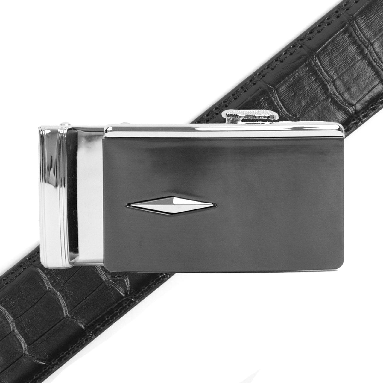 Men's Genuine Leather Sliding Buckle Ratchet Belt MGLBB35 - Bundle Bus