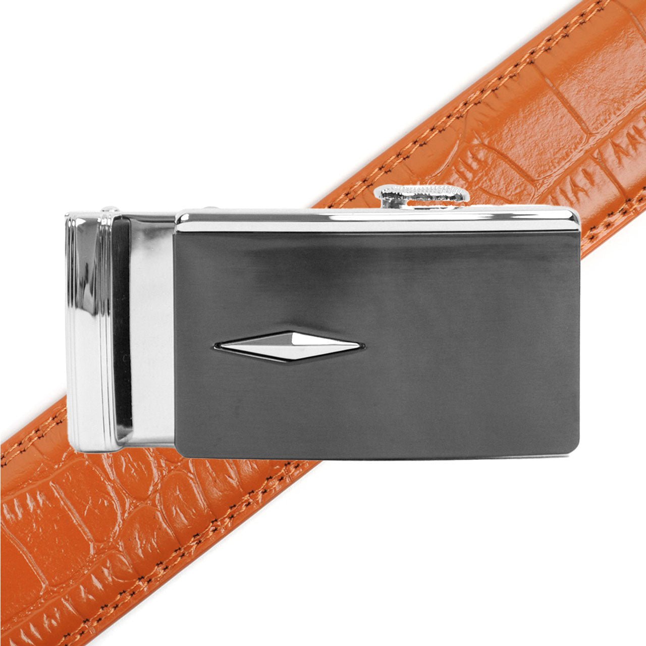 Men's Genuine Leather Sliding Buckle Ratchet Belt MGLBB35 - Bundle Bus