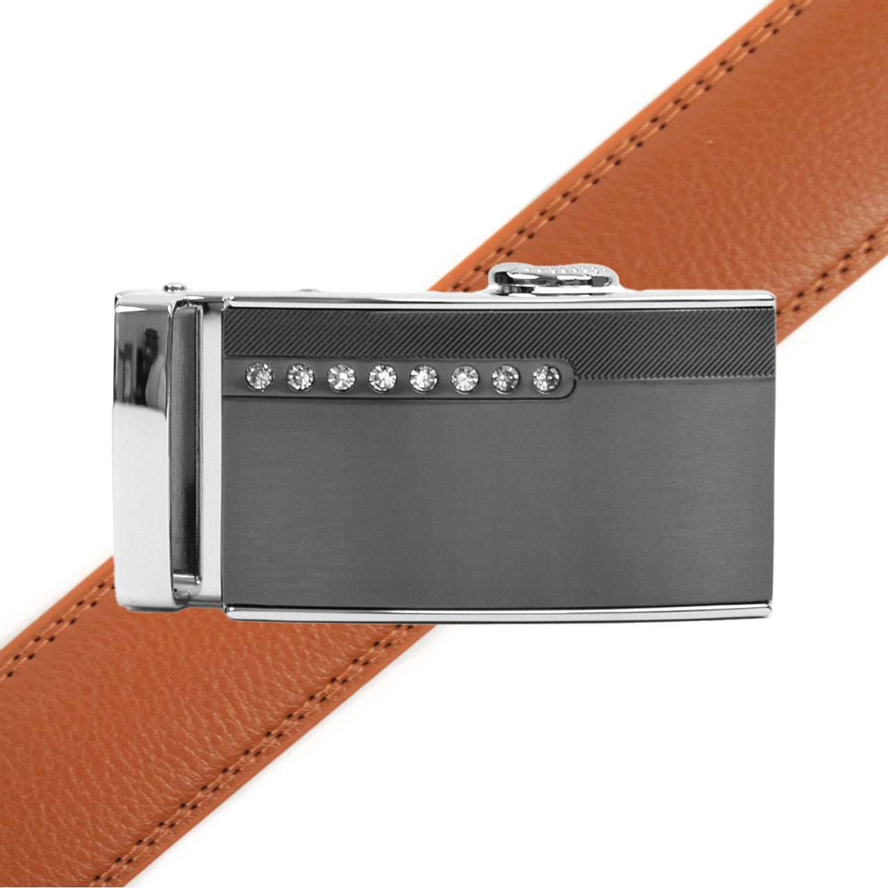 Men's Genuine Leather Sliding Buckle Ratchet Belt MGLBB37 - Bundle Bus