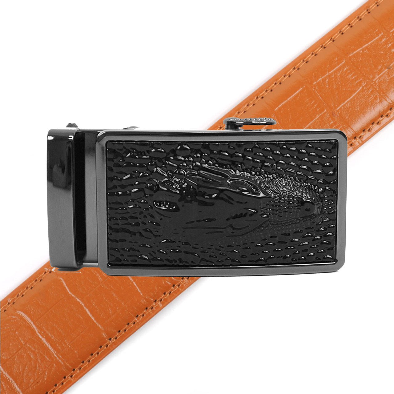 Men's Genuine Leather Sliding Buckle Ratchet Belt MGLBB40 - Bundle Bus